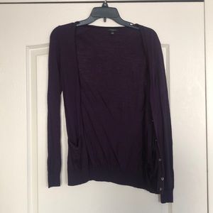 Plum purple cardigan in light weight wool